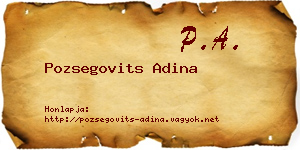 Pozsegovits Adina névjegykártya